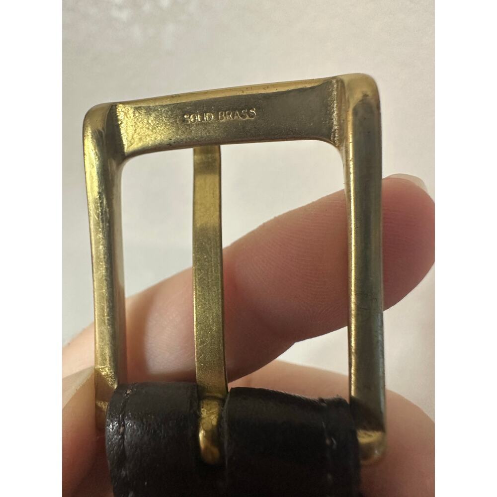 Solid Brass Genuine Leather Belt Women Small Western Cowgirl Grunge Y2K Twee - Picture 3 of 7
